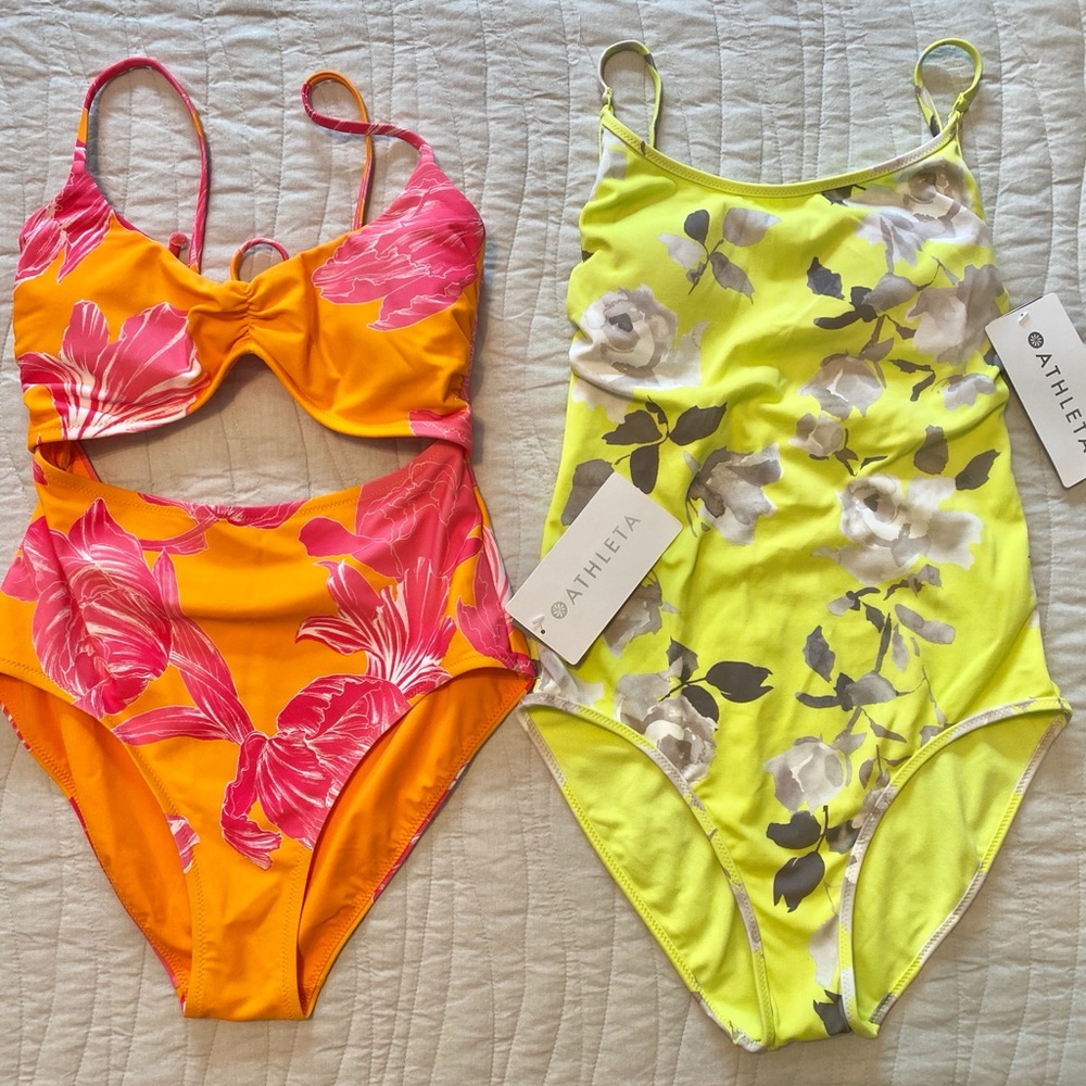 Lot of 2 x NWT Athleta One Piece Swimsuits XS